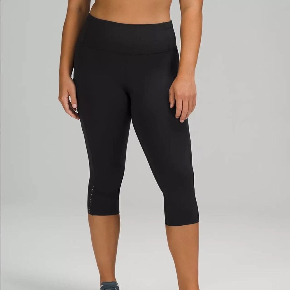 LuluLemon Black Fast and Free Reflective High-Rise Crop